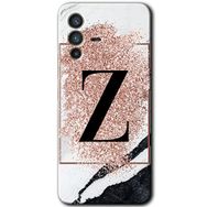 Vivo V23 5G Pembe Mermer Desenli Z Harfi Baskılı Uyumlu Silikon Kılıf