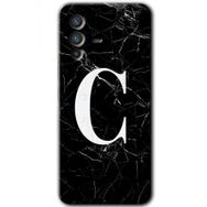 Vivo V23 5G Siyah Mermer Desenli Ç Harfi Baskılı Uyumlu Silikon Kılıf