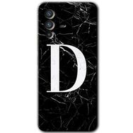 Vivo V23 5G Siyah Mermer Desenli D Harfi Baskılı Uyumlu Silikon Kılıf