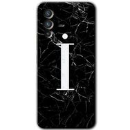 Vivo V23 5G Siyah Mermer Desenli I Harfi Baskılı Uyumlu Silikon Kılıf
