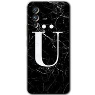 Vivo V23 5G Siyah Mermer Desenli Ü Harfi Baskılı Uyumlu Silikon Kılıf