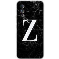 Vivo V23 5G Siyah Mermer Desenli Z Harfi Baskılı Uyumlu Silikon Kılıf