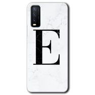 Vivo Y11S Beyaz Mermer Desenli E Harfi Baskılı Uyumlu Silikon Kılıf