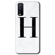 Vivo Y11S Beyaz Mermer Desenli H Harfi Baskılı Uyumlu Silikon Kılıf