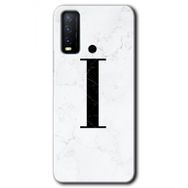 Vivo Y11S Beyaz Mermer Desenli I Harfi Baskılı Uyumlu Silikon Kılıf