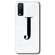 Vivo Y11S Beyaz Mermer Desenli J Harfi Baskılı Uyumlu Silikon Kılıf