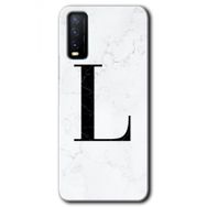 Vivo Y11S Beyaz Mermer Desenli L Harfi Baskılı Uyumlu Silikon Kılıf