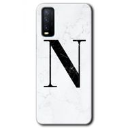Vivo Y11S Beyaz Mermer Desenli N Harfi Baskılı Uyumlu Silikon Kılıf