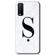 Vivo Y11S Beyaz Mermer Desenli S Harfi Baskılı Uyumlu Silikon Kılıf