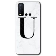 Vivo Y11S Beyaz Mermer Desenli U Harfi Baskılı Uyumlu Silikon Kılıf