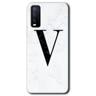 Vivo Y11S Beyaz Mermer Desenli V Harfi Baskılı Uyumlu Silikon Kılıf
