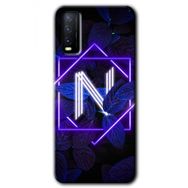 Vivo Y11S Dark Neon Yaprak N Harfi Baskılı Uyumlu Silikon Kılıf