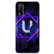 Vivo Y11S Dark Neon Yaprak U Harfi Baskılı Uyumlu Silikon Kılıf