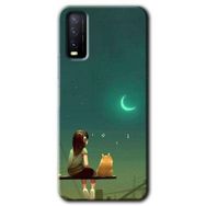 Vivo Y11S Kedili Kız Baskılı Uyumlu Silikon Kılıf