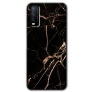 Vivo Y11S Siyah Gold Mermer Baskılı Uyumlu Silikon Kılıf