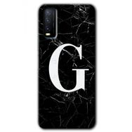 Vivo Y11S Siyah Mermer Desenli G Harfi Baskılı Uyumlu Silikon Kılıf