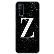 Vivo Y11S Siyah Mermer Desenli Z Harfi Baskılı Uyumlu Silikon Kılıf
