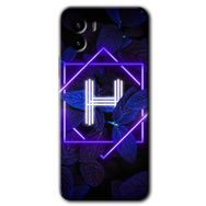 Vivo Y15S Dark Neon Yaprak H Harfi Baskılı Uyumlu Silikon Kılıf