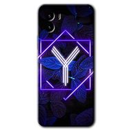 Vivo Y15S Dark Neon Yaprak Y Harfi Baskılı Uyumlu Silikon Kılıf