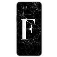 Vivo Y15S Siyah Mermer Desenli F Harfi Baskılı Uyumlu Silikon Kılıf