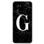 Vivo Y15S Siyah Mermer Desenli G Harfi Baskılı Uyumlu Silikon Kılıf