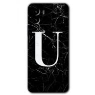 Vivo Y15S Siyah Mermer Desenli Ü Harfi Baskılı Uyumlu Silikon Kılıf