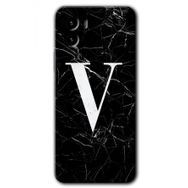 Vivo Y15S Siyah Mermer Desenli V Harfi Baskılı Uyumlu Silikon Kılıf