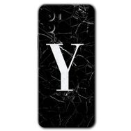 Vivo Y15S Siyah Mermer Desenli Y Harfi Baskılı Uyumlu Silikon Kılıf