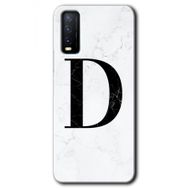 Vivo Y20 Beyaz Mermer Desenli D Harfi Baskılı Uyumlu Silikon Kılıf