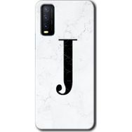 Vivo Y20 Beyaz Mermer Desenli J Harfi Baskılı Uyumlu Silikon Kılıf