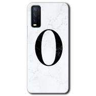 Vivo Y20 Beyaz Mermer Desenli O Harfi Baskılı Uyumlu Silikon Kılıf