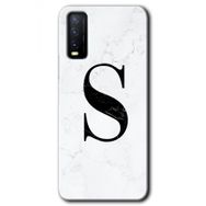 Vivo Y20 Beyaz Mermer Desenli S Harfi Baskılı Uyumlu Silikon Kılıf