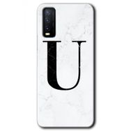 Vivo Y20 Beyaz Mermer Desenli Ü Harfi Baskılı Uyumlu Silikon Kılıf
