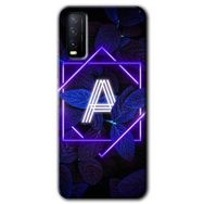 Vivo Y20 Dark Neon Yaprak A Harfi Baskılı Uyumlu Silikon Kılıf