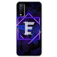 Vivo Y20 Dark Neon Yaprak E Harfi Baskılı Uyumlu Silikon Kılıf