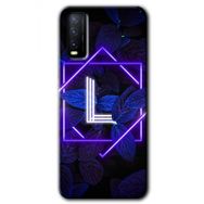 Vivo Y20 Dark Neon Yaprak L Harfi Baskılı Uyumlu Silikon Kılıf