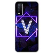 Vivo Y20 Dark Neon Yaprak V Harfi Baskılı Uyumlu Silikon Kılıf