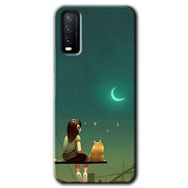 Vivo Y20 Kedili Kız Baskılı Uyumlu Silikon Kılıf