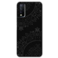 Vivo Y20 Siyah Mandala Baskılı Uyumlu Silikon Kılıf
