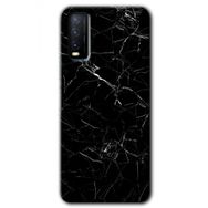 Vivo Y20 Siyah Mermer Baskılı Uyumlu Silikon Kılıf