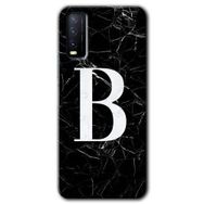 Vivo Y20 Siyah Mermer Desenli B Harfi Baskılı Uyumlu Silikon Kılıf