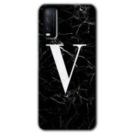 Vivo Y20 Siyah Mermer Desenli Ö Harfi Baskılı Uyumlu Silikon Kılıf