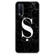 Vivo Y20 Siyah Mermer Desenli Ş Harfi Baskılı Uyumlu Silikon Kılıf