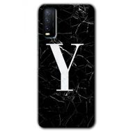 Vivo Y20 Siyah Mermer Desenli Y Harfi Baskılı Uyumlu Silikon Kılıf