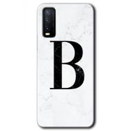 Vivo Y20S Beyaz Mermer Desenli B Harfi Baskılı Uyumlu Silikon Kılıf