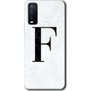 Vivo Y20S Beyaz Mermer Desenli F Harfi Baskılı Uyumlu Silikon Kılıf