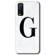 Vivo Y20S Beyaz Mermer Desenli G Harfi Baskılı Uyumlu Silikon Kılıf