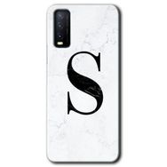 Vivo Y20S Beyaz Mermer Desenli S Harfi Baskılı Uyumlu Silikon Kılıf