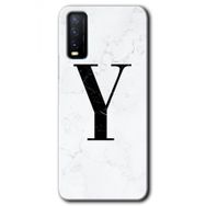 Vivo Y20S Beyaz Mermer Desenli Y Harfi Baskılı Uyumlu Silikon Kılıf