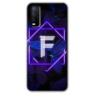 Vivo Y20S Dark Neon Yaprak F Harfi Baskılı Uyumlu Silikon Kılıf